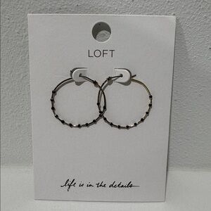 LOFT Black Onyx beaded hoops NWT